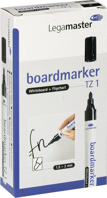 Legamaster TZ 1 Whiteboardmarker Schwarz, 10er Pack, Bullet-Spitze, 1,5 mm, Aluminium - Bild 2