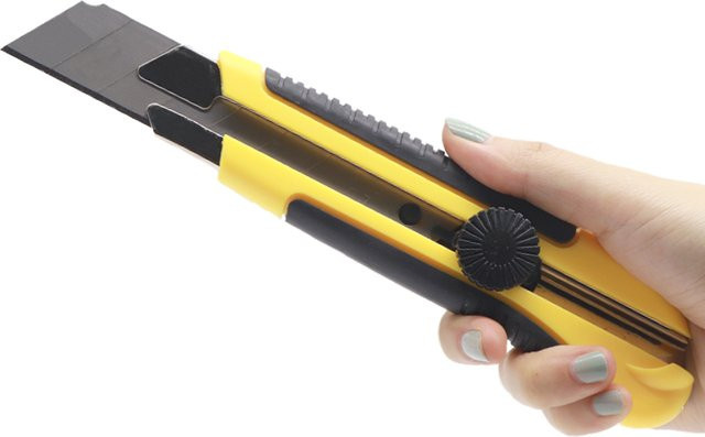 TOVIA Universalmesser mit 25mm SK5 Edelstahlklinge, einziehbares und abbrechbares Taschenmesser in Gelb - Bild 1