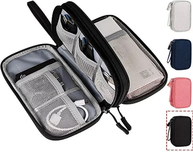 Wasserdichte Reisekabeltasche in Blau als tragbarer Organizer für Ladegeräte, Datenkabel und USB-Zubehör - Bild 1