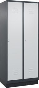 C+P Wäsche-Spind Classic PLUS mit Sockel, 2 Abteile, Anthrazit/Schwarz, H x B x T: 195 x 80 x 50 cm, mit Zylinderschloss - Bild 1