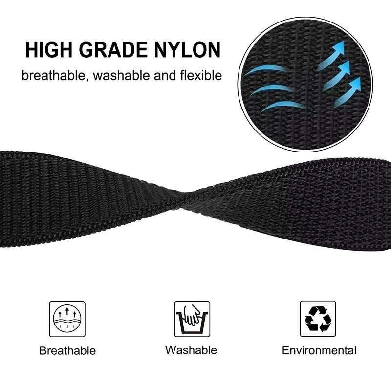 QCTOG Uhrenarmband Nylon, geflochten, Schwarz, Unisex, 22mm/26mm - Bild 3