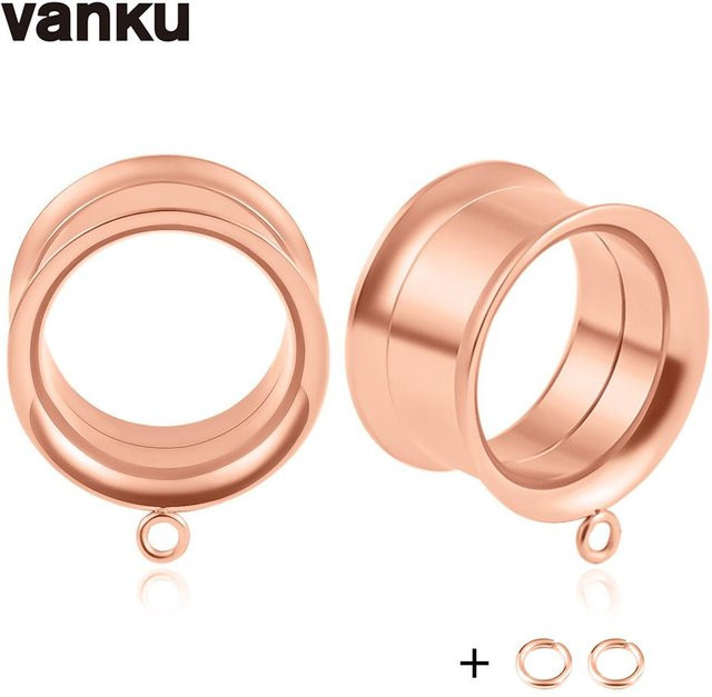 Vanku Ohrstecker Piercing Schraubtunnel, Edelstahl, 19mm, Unisex, beige - Bild 1