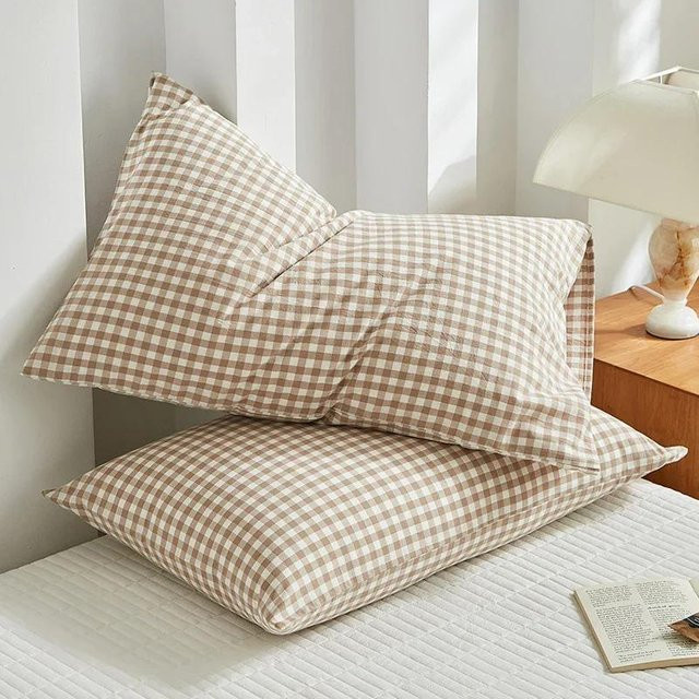JMG Clothing Kissenbezug aus 100% Baumwolle in Beige, Umschlagstil, Kariert, B/H: 48 x 74 cm - Bild 1