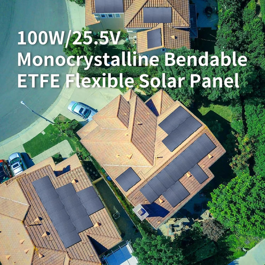 ALLPOWERS Balkon-Kraftwerk mit flexiblem Solarpanel 200W/100W, IP68 Solarladegerät Photovoltaik 12V/32V für Wohnmobil und Camping, Schwarz - Bild 7