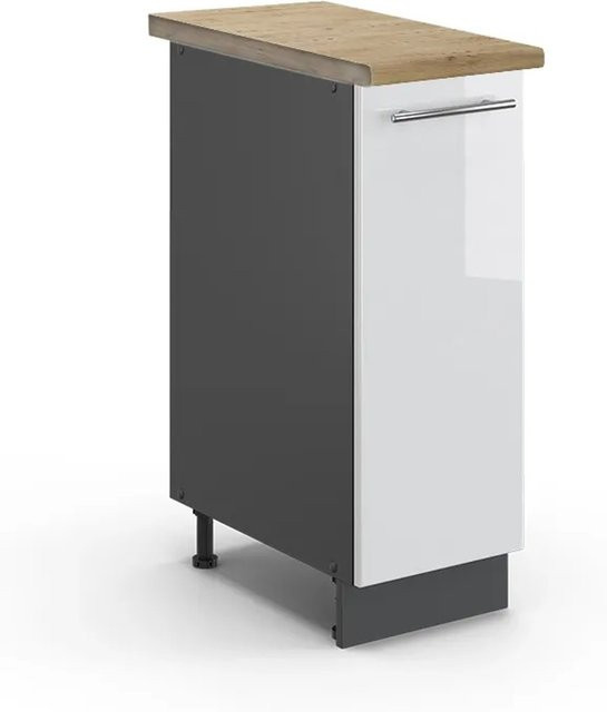 Vicco Apothekerschrank Fame-Line Weiß Hochglanz Anthrazit B: 30 cm, H: 82 cm, T: 60 cm - Bild 1