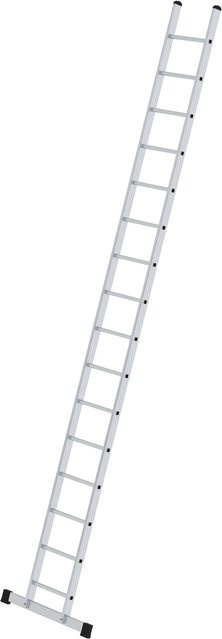 PROREGAL Sprossen-Anlegeleiter mit Standard-Traverse, 16 Sprossen, Silber - Bild 1