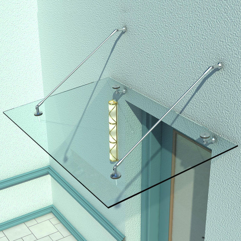 HOMCOM Glasvordach aus gehärtetem Glas und Edelstahl, transparent, B/T/H: 150 x 90 x 40 cm - Bild 2