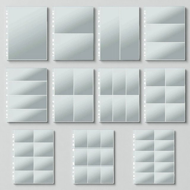 PLRBOK A4 Fotoalbum-Kartenseiten Transparent mit 11 Löchern für Ringbücher, Kunststoff-Fotokartenhüllen für Fotos und Dokumente - Bild 1