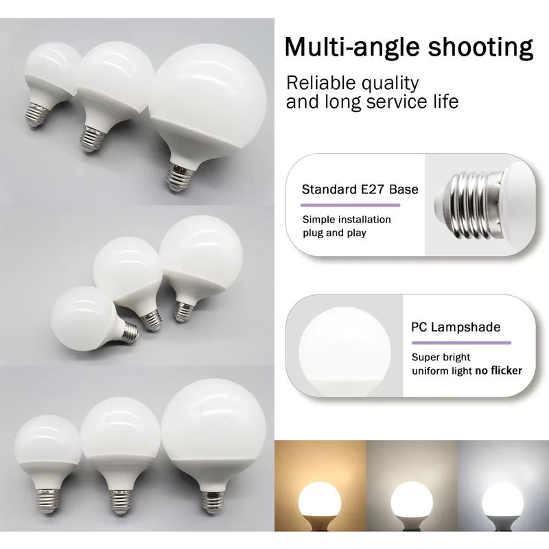 6er Set Gatetop LED Globe Birnen E27 mit CRI90, Milchweiß, wählbar in G80 G95 G125 mit 10W 15W 18W in Warmweiß oder Kaltweiß - Bild 3