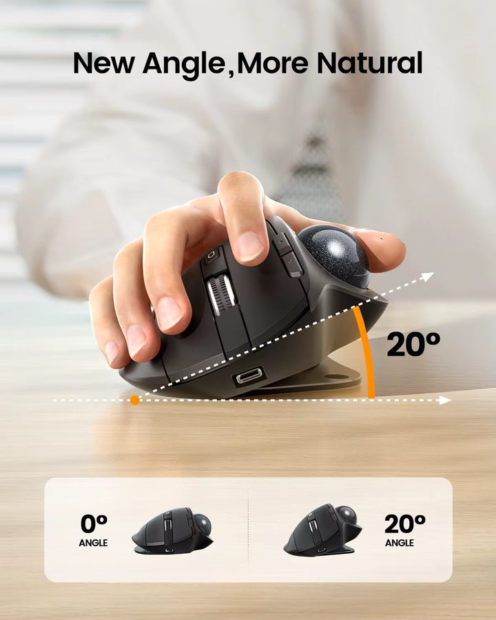 ProtoArc EM01 NL Kabellose Ergonomische Trackball-Maus mit Bluetooth, Schwarz - Bild 2