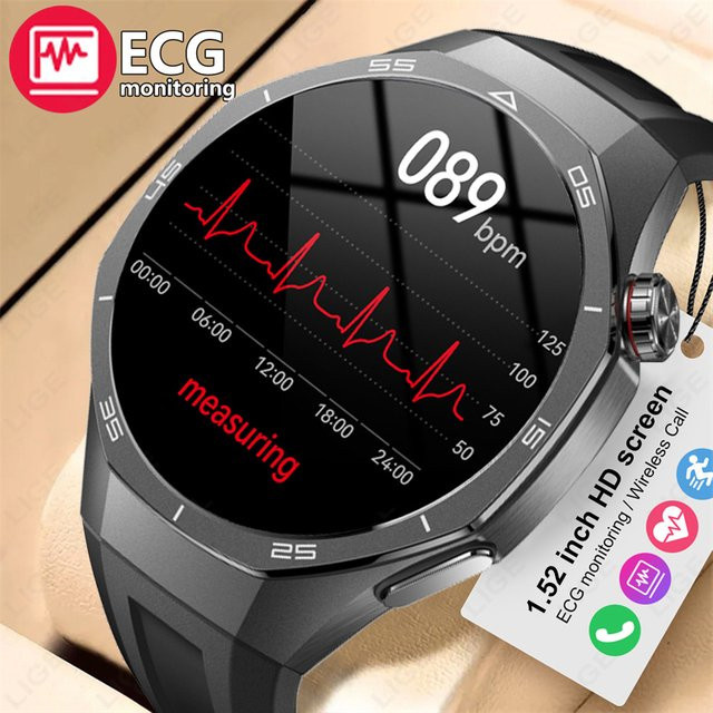 LIGE Smartwatch für Herren in Schwarz mit EKG-Monitor, Bluetooth-Anruf und Musiksteuerung - Bild 1
