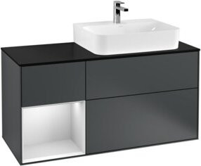Villeroy & Boch Waschtischunterschrank Finion mit Abdeckplatte in Blau und weißem Regal links, B/T/H: 120 x 50,1 x 50,1 cm - Bild 1