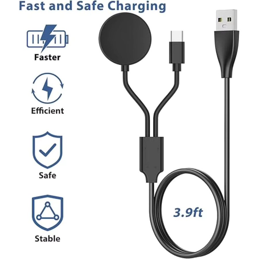 Samsung Smartwatch-Ladegerät, Silikon, Schwarz, USB-A/USB-C - Bild 2