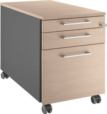 Schäfer Shop Genius Rollcontainer 126 mit Griff in Anthrazit und Eiche-Dekor, B: 43,5 cm, H: 57,7 cm - Bild 1