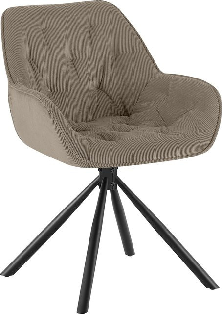 CLP Esszimmerstuhl Rimio Sessel Cord Beige, drehbar und 180 Grad schwenkbar mit Armlehnen und Rückenlehne, bis 150 kg belastbar - Bild 1