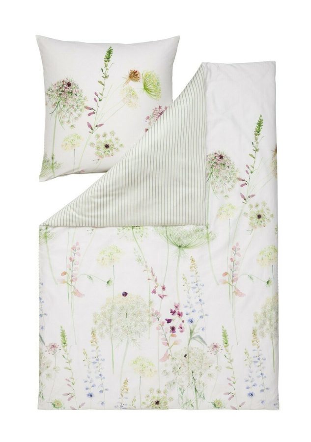 Estella Mako-Satin Bettwäsche Meadow Blumenwiese Wende weiß, B/T/H: 200 x 220 x 80 cm - Bild 1