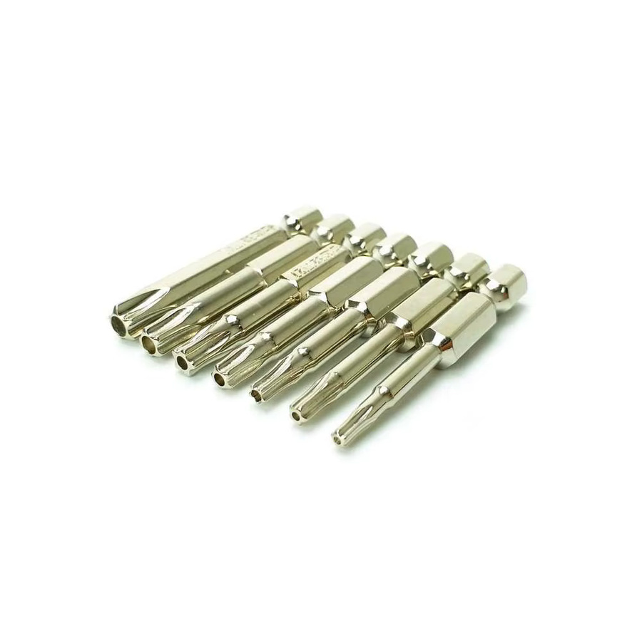 Binoax 7er Set magnetische 5-Punkt-Torx-Schraubendreher-Bits aus S2 Stahl, 1/4 Zoll Sechskantschaft, Silber, Länge: 50 mm, T10-T40 - Bild 2