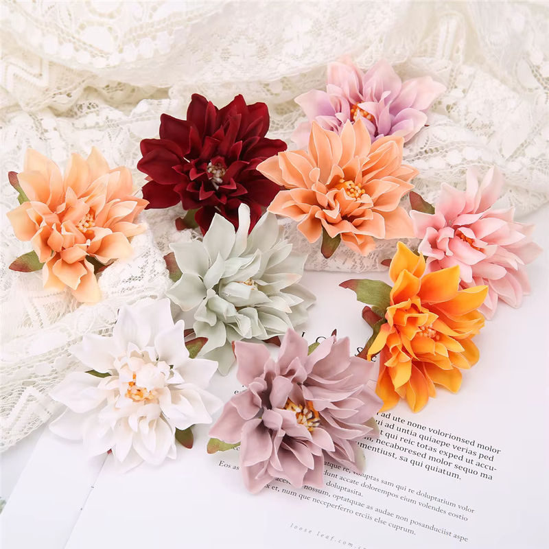 10 Stück künstliche Dahlien-Blumenköpfe von Uflower in Weiß und Mehrfarbig aus Textil für DIY Dekoration und Hochzeiten - Bild 4