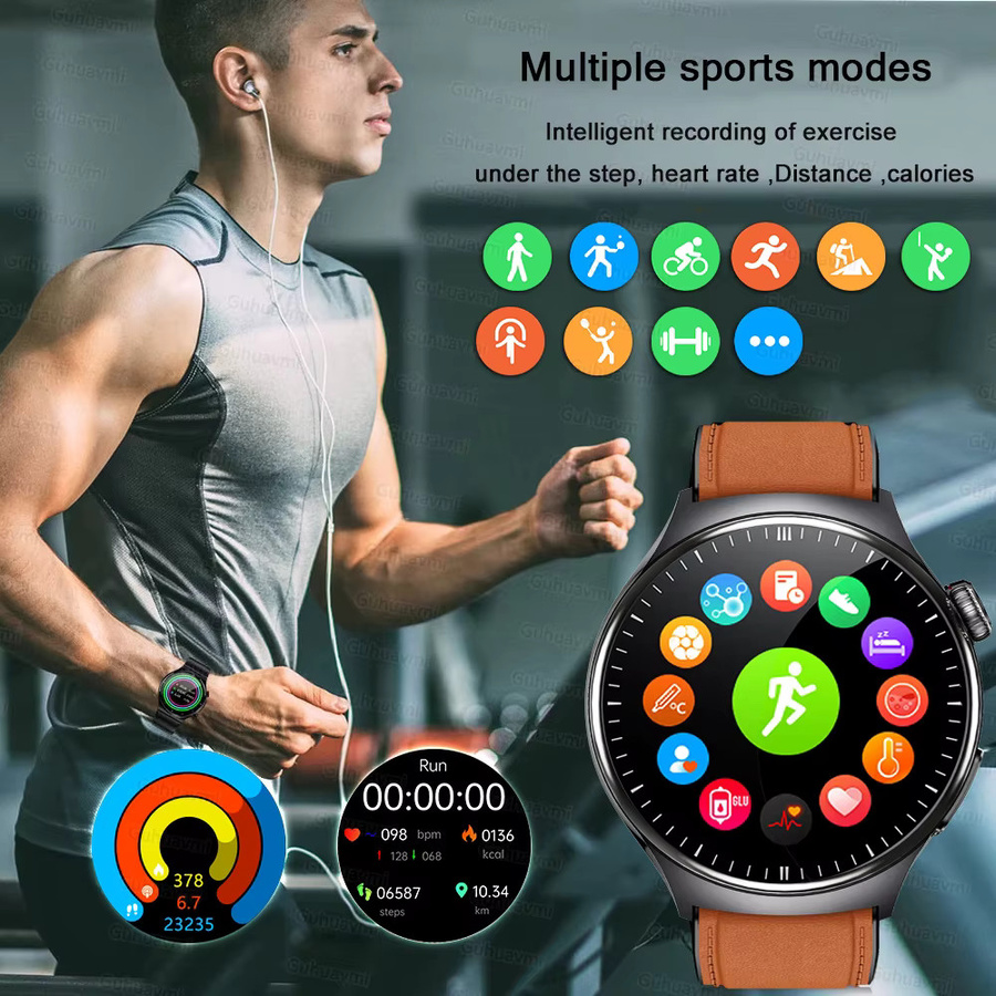 GUHUAVMI Smartwatch 2026 mit KI-Diagnostik, EKG und PPG zur Messung von Blutdruck, Harnsäure und Körperfett, Schwarz, kompatibel mit Android und iOS - Bild 6