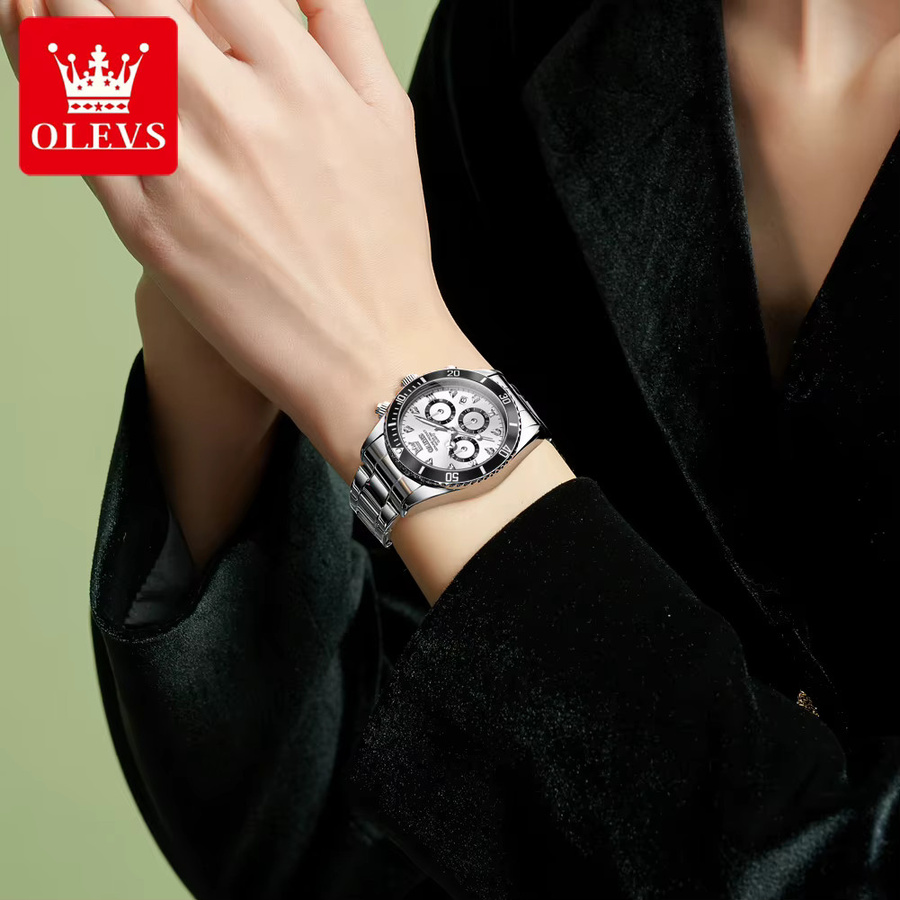 OLEVS Chronograph, Quarz, Edelstahl, Weiß, Damen - Bild 4