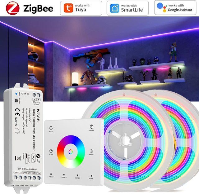 CENFAYA Tuya Zigbee COB RGBIC LED Streifen 24V mit Traumfarbe, adressierbares IC-Licht, kompatibel mit Alexa, Google Assistant und SmartThings - Bild 1