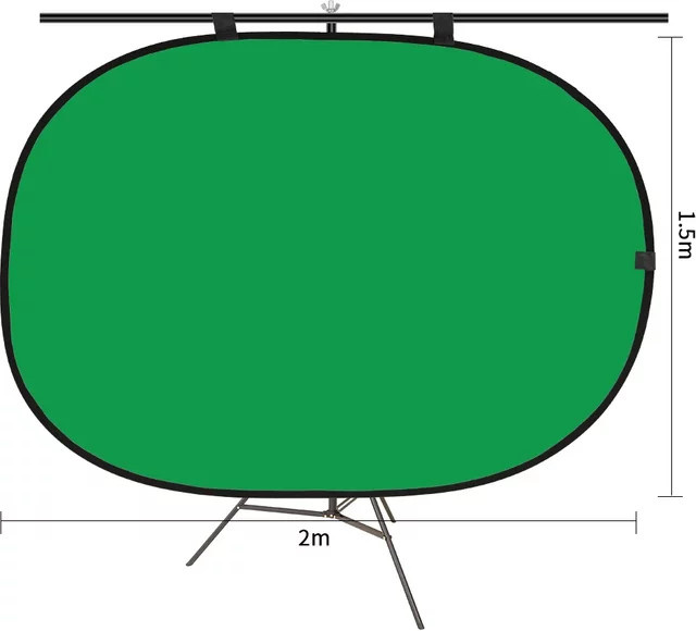 Faltbarer Fotohintergrund für Live-Streaming und Fotostudio, doppelseitig in Grün und Blau, B x H: 200 x 150 cm - Bild 1