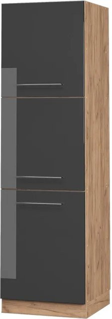 Vicco Herdumbauschrank Fame-Line in Anthrazit Hochglanz und Goldkraft Eiche, Breite: 60 cm, Höhe: 206 cm, Tiefe: 58 cm - Bild 1