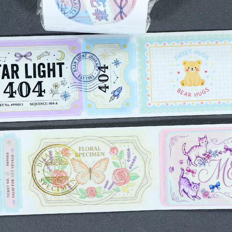 Dekoratives Washi-Tape mit Blumen-Motiv und 3D-Kristalltinte, vorgeschnittenes Etiketten-Abdeckband in Multicolour für Scrapbooking und Planer, 2 m pro Rolle - Bild 6