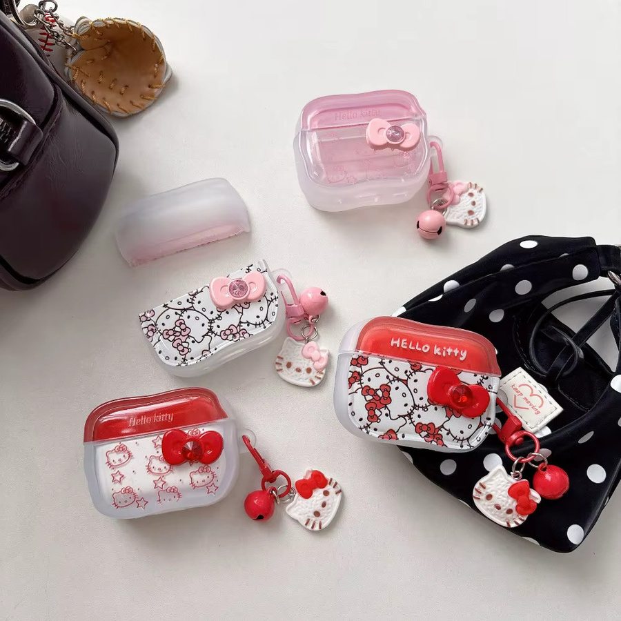 Sanrio Hello Kitty Glockenanhänger Schutzhülle für Apple AirPods 1 2 3 4 Pro 2 Pro 3 Bluetooth-Kopfhörer - Bild 2