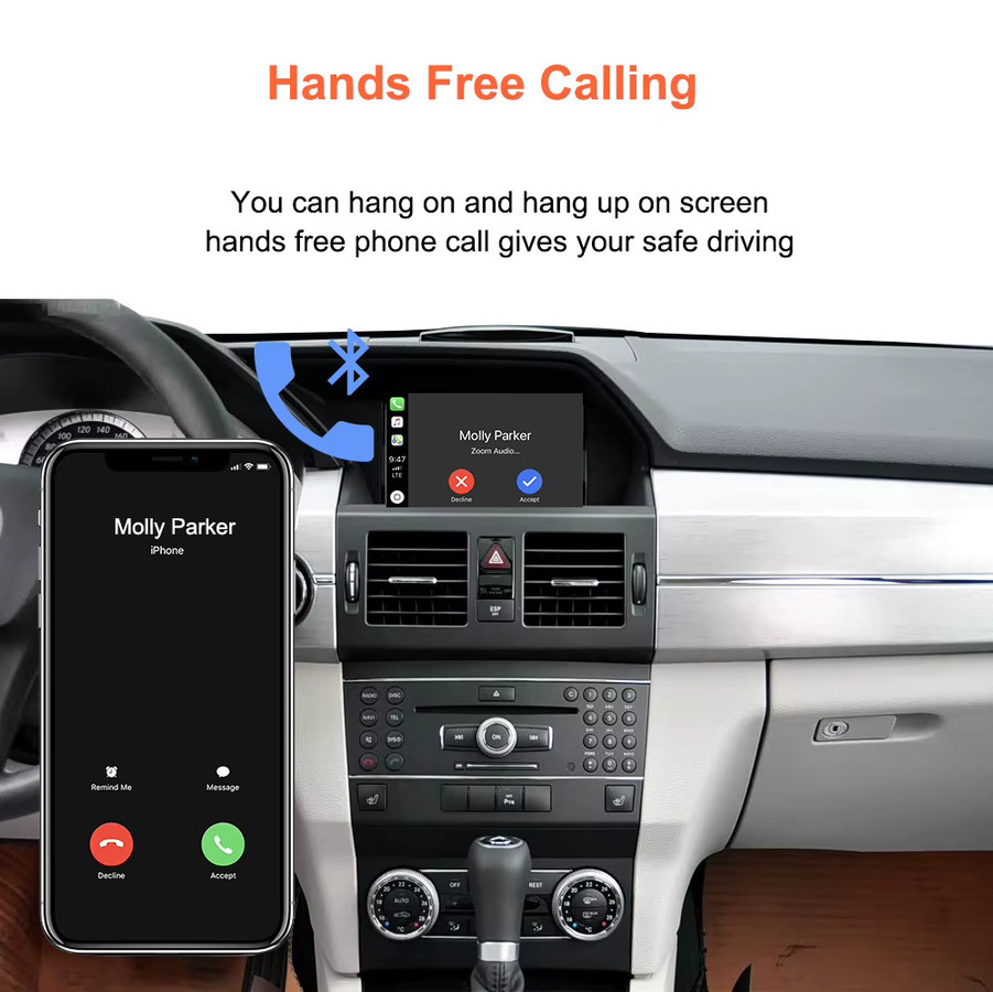 Bonroad Wireless CarPlay und Android Auto Retrofit Kit für Mercedes Benz C E Klasse GLK SLK W204 W212 2009-2011 NTG 4.0 Interface in Schwarz mit Wi-Fi und Bluetooth - Bild 5
