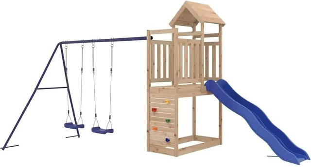 vidaXL Spielturm aus Kiefernholz mit Rutsche, Schaukel und Sandkasten in Blau und Mehrfarbig - Bild 1