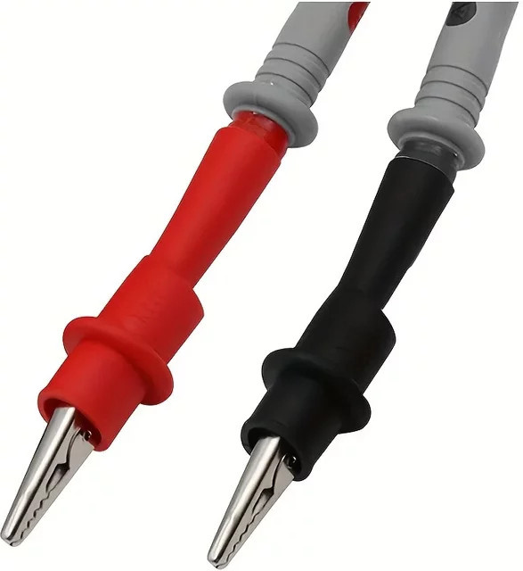 2 Stück doppelt isolierte Krokodilklemmen in Rot und Schwarz, 2 mm, CAT III 1000 V 10 A für elektrische Messungen und Wartungen - Bild 1