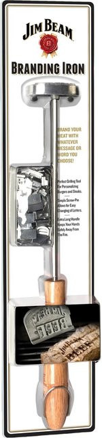 Jim Beam Brandeisen aus Edelstahl mit Parawood Holzgriff in Silber - Bild 1