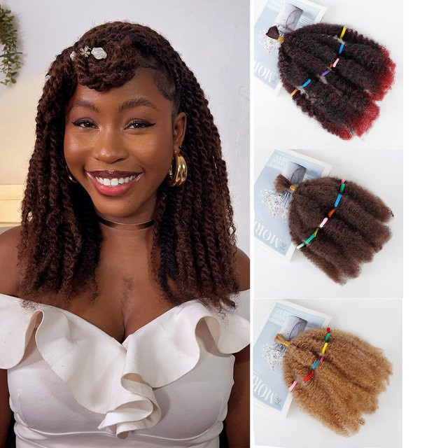 Afro Kinkys Bulk-Haar, lockiges Flechthaar, schwarz, Damen - Bild 1