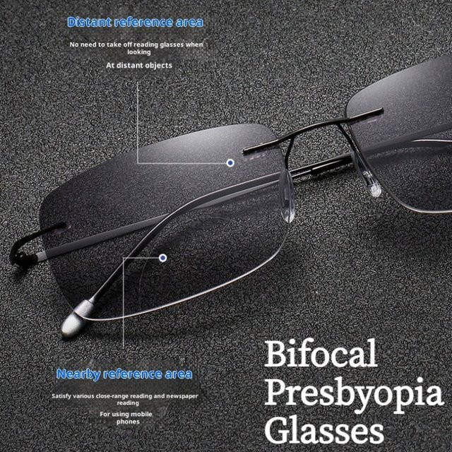 Randlose Lesebrille, rectangular, Metal, grey - Bild 1