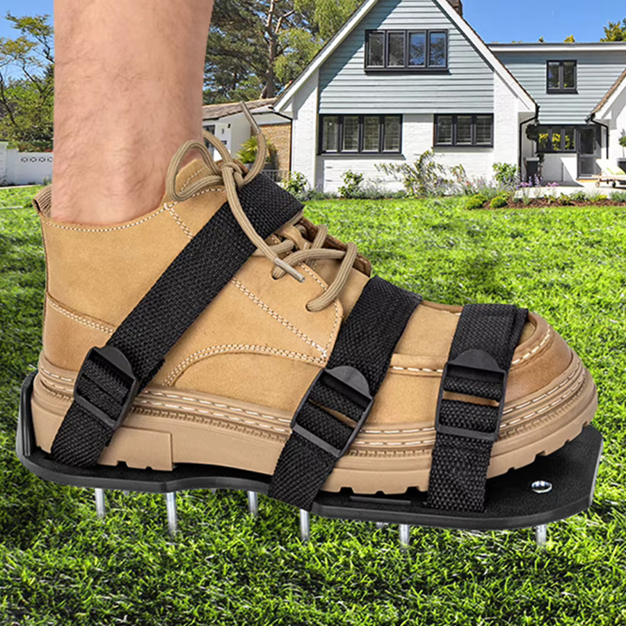 Alloet Rasenbelüfter Schuhe mit Stacheln und verstellbarem Riemen in Schwarz - Bild 4