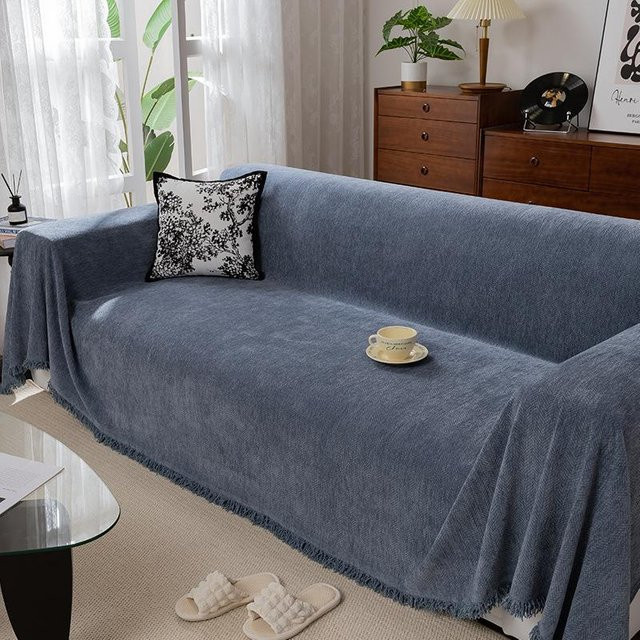 Chenille Sofaüberwurf von Super Six mit Fischgrätmuster in Grün, Breite: 180 cm, Tiefe: 130 cm - Bild 1