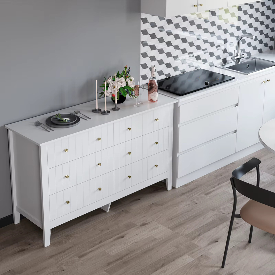 Getone Sideboard Komodenschrank mit 6 Schubladen in Weiß, B/T/H: 133 x 45 x 79,5 cm - Bild 3
