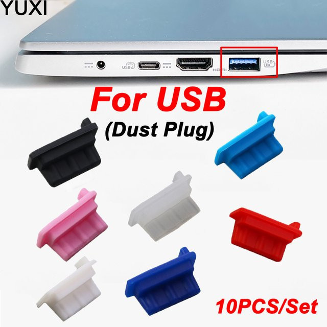 YUXI 10er Set Silikon Staubschutz Kappen für USB-A und USB-C Anschlüsse in Weiß - Bild 1