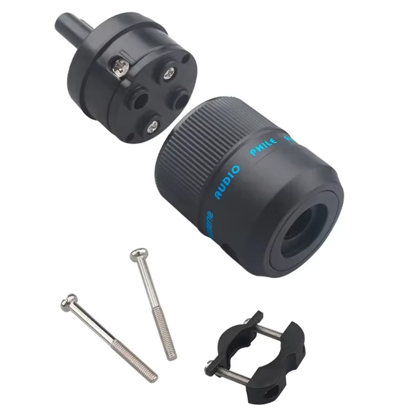 Axinite HiFi-Audio-Adapter mit C7-Buchse und IEC-Stecker aus rhodiniertem Kupfer in Schwarz und Gold - Bild 2