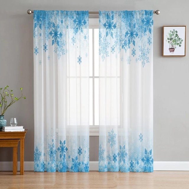 Yiran Furniture Weihnachtsmann Chiffon-Gardine Rot, Transparentes Tüll-Fensterdekoration mit Ösen, Breite: 135 cm, Höhe: 115 cm - Bild 1