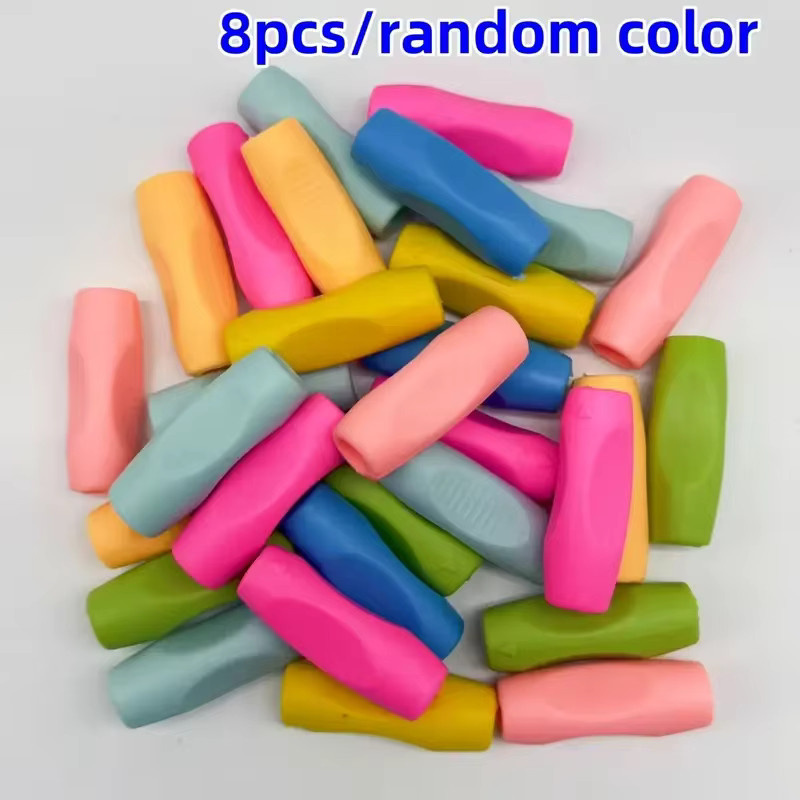 8 Stück Silikon-Stifthalter in Multicolour – Ergonomische und verstellbare Halterungen zur Haltungskorrektur für Schule und Büro - Bild 4