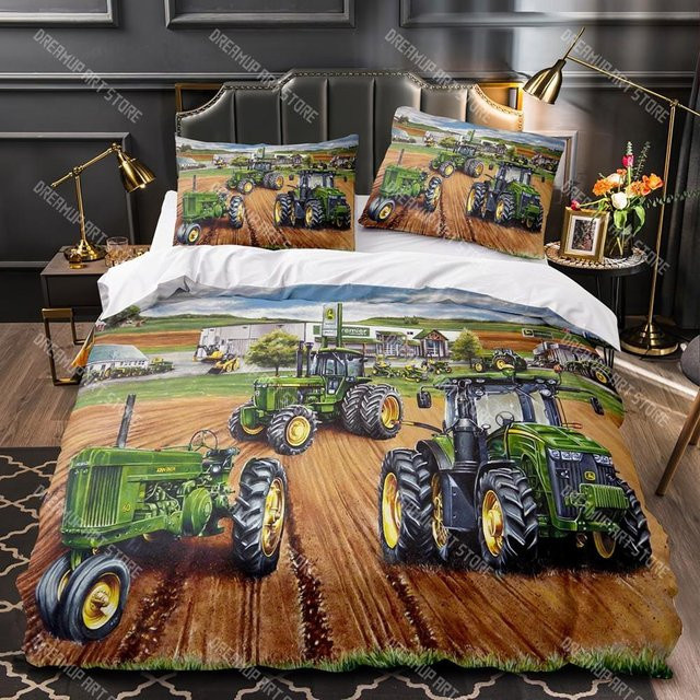 Bettwäsche Set Lodestar mit Traktor und Baustellenfahrzeug Muster in Grün für Kinder, Bettbezug und Kissenbezug aus Mikrofaser, B/H: 150 x 200 cm - Bild 1