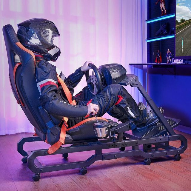 Robuste Rennlenkradhalterung aus Stahl für Fahrsimulatoren in Schwarz, kompatibel mit Logitech G923, G920, G29 und Thrustmaster T248P - Bild 1