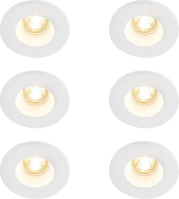 QAZQA Set mit 6 EinbauSpots Gypsy Stucco in Weiß, rund, warmweiß - Bild 1