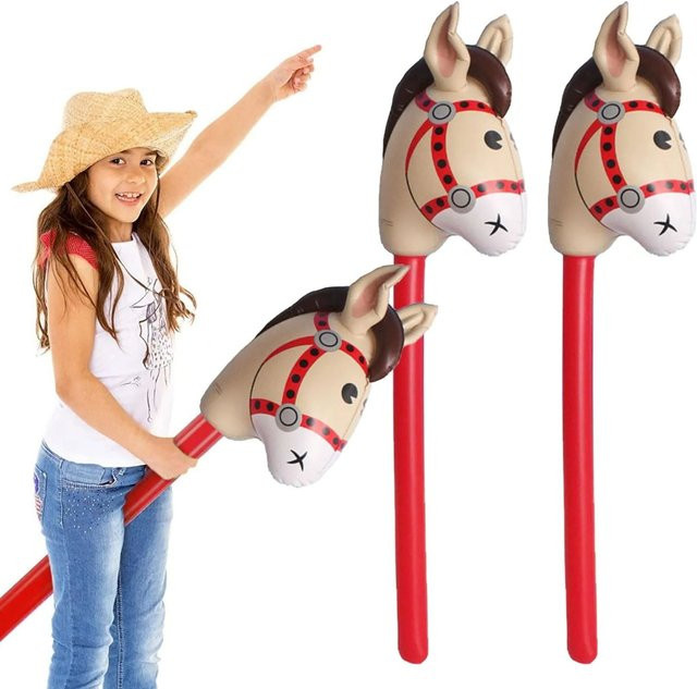 soulbao Aufblasbare Pferdekopf Stick, Bauernhof, Tiere, 1-3-teiliges Set - Bild 1