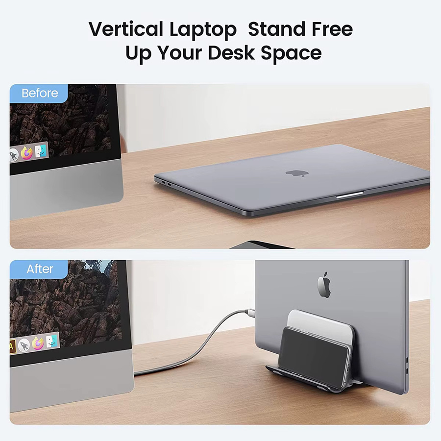 ORICO Vertikaler Laptop-Ständer aus Aluminium mit Schwerkraftverriegelung in Silber für MacBook, Dell und Samsung - Bild 3