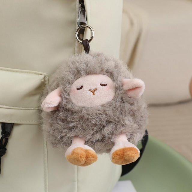 Schlüsselanhänger schlafendes Schaf, grau, 10cm, Unisex - Bild 1