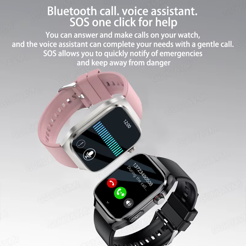 GUHUAVMI EKG Smartwatch in Schwarz mit Gesundheitsdiagnose, Blutdruck-, Blutsauerstoff- und Temperaturüberwachung sowie Bluetooth-Anrufen und Wasserdichtigkeit - Bild 5