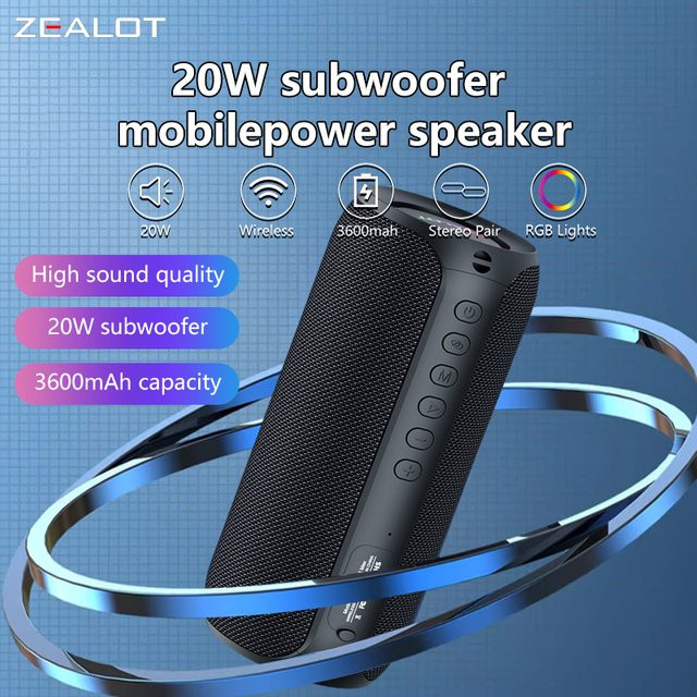 Zealot S32 MAX Tragbarer Subwoofer-Funklautsprecher für den Außenbereich, Wasserdicht IPX5, Dual-Pairing, Schwarz - Bild 1